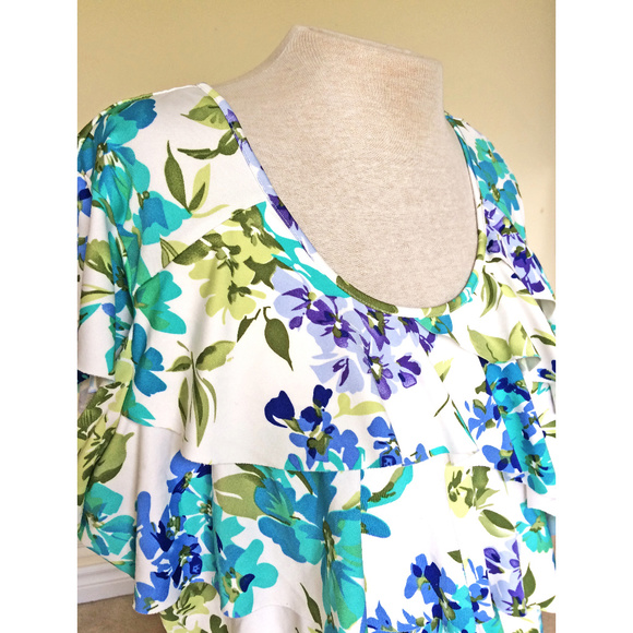 Denver Hayes Floral Tier Ruffle Blouse 2XL - Picture 3 of 4